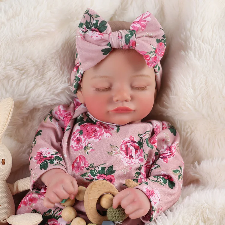 Babeside Macy 20" Realistic Sleeping Reborn Baby Doll &ndash; Soft Vinyl Newborn Girl with Floral Rose Outfit, Perfect Gift for Kids & Loved Ones