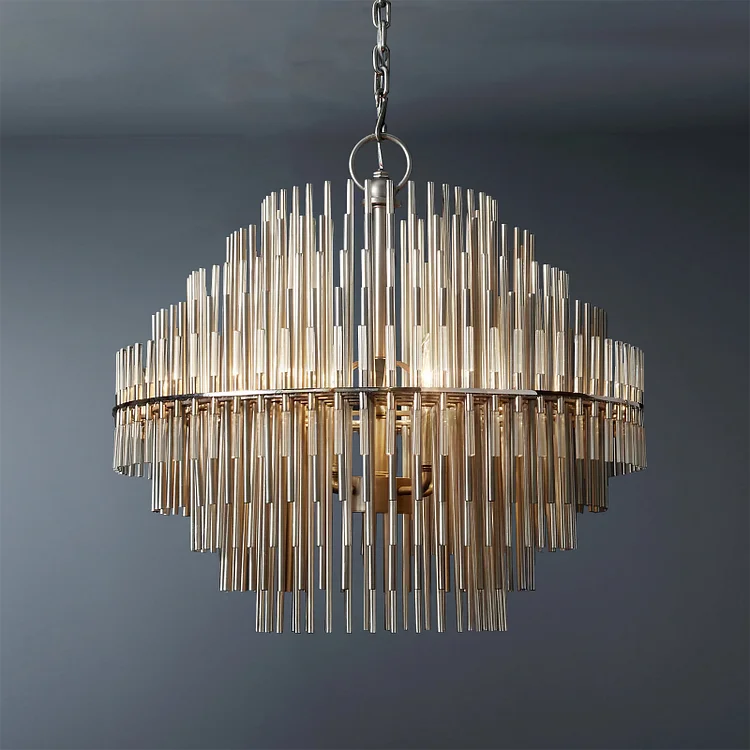 Round Chandelier Brass Tubes 24" Vjlight
