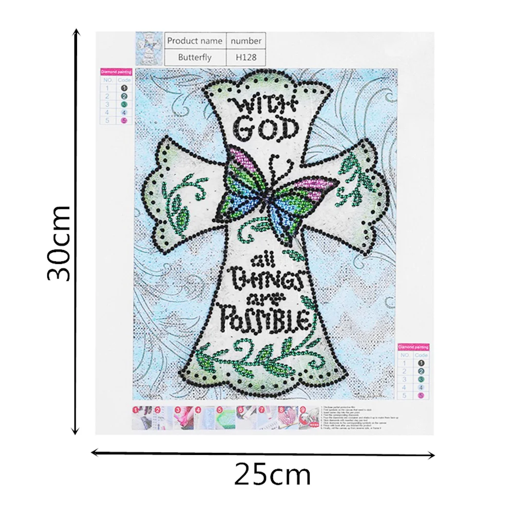 Diamond Painting - Special Shaped Drill - Holy Cross Butterfly(25*30cm)
