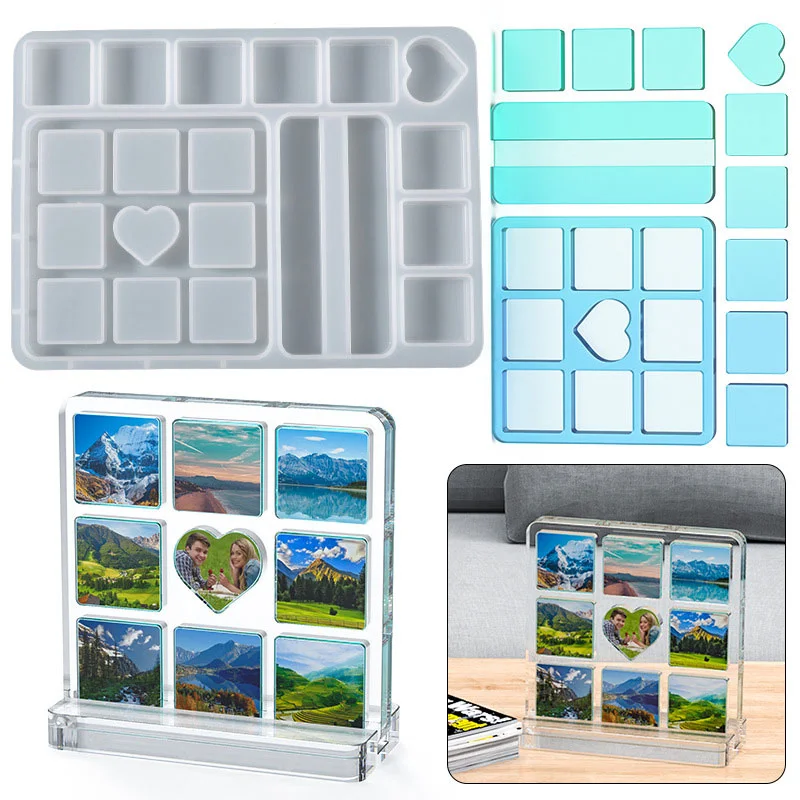 Nine-pattern Puzzle Photo Frame Resin Mold
