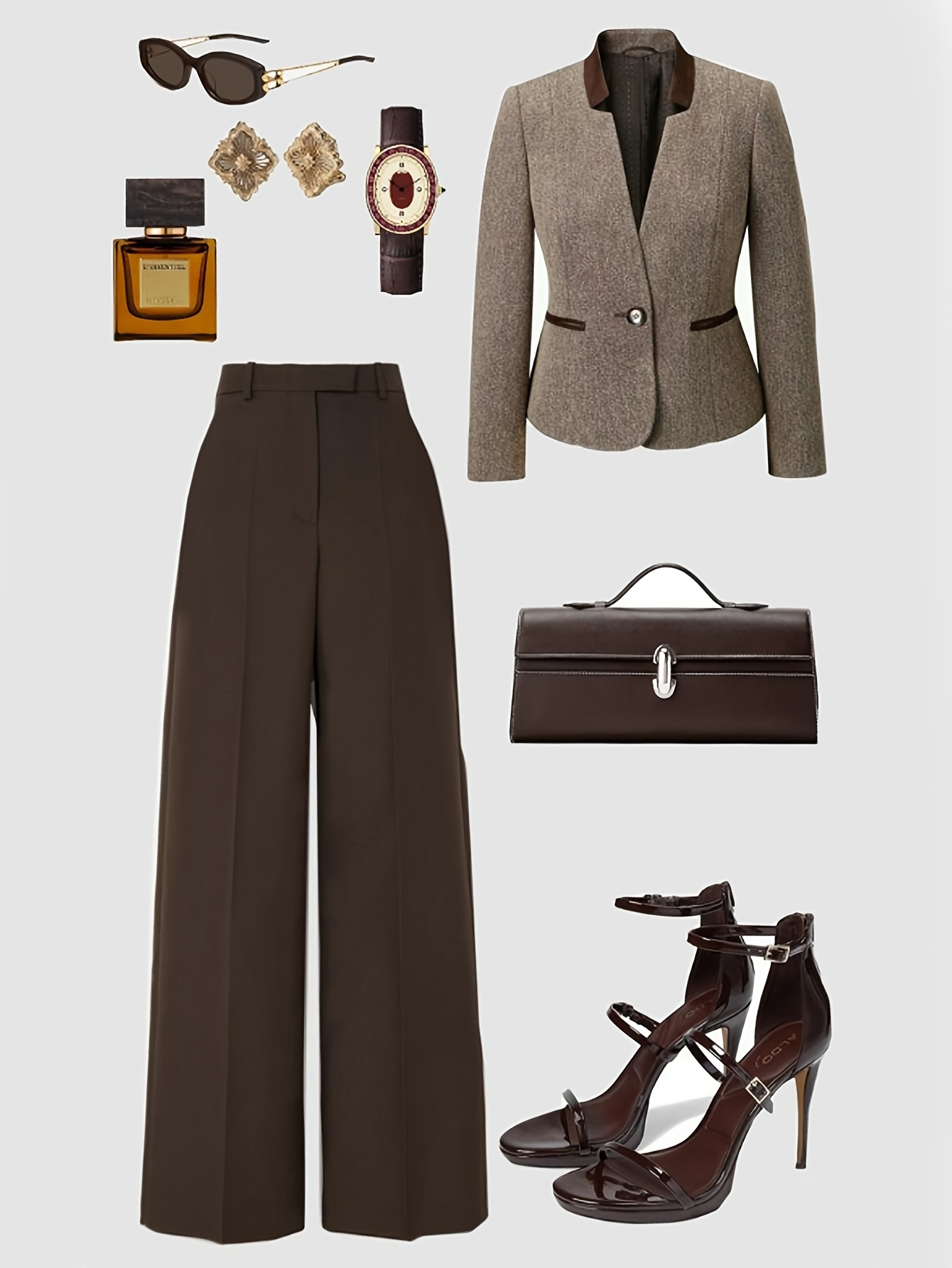 Women&lsquo;s Elegant Office Outfit Two-Piece Set - Professional Work Attire, Chic Formal & Semi-Formal Outfits - Jacket & Wide-Leg Pants Combo for Business, Interviews, Conferences - All-Season Women&lsquo;s Business Suit Ensemble, Office Dress for Women