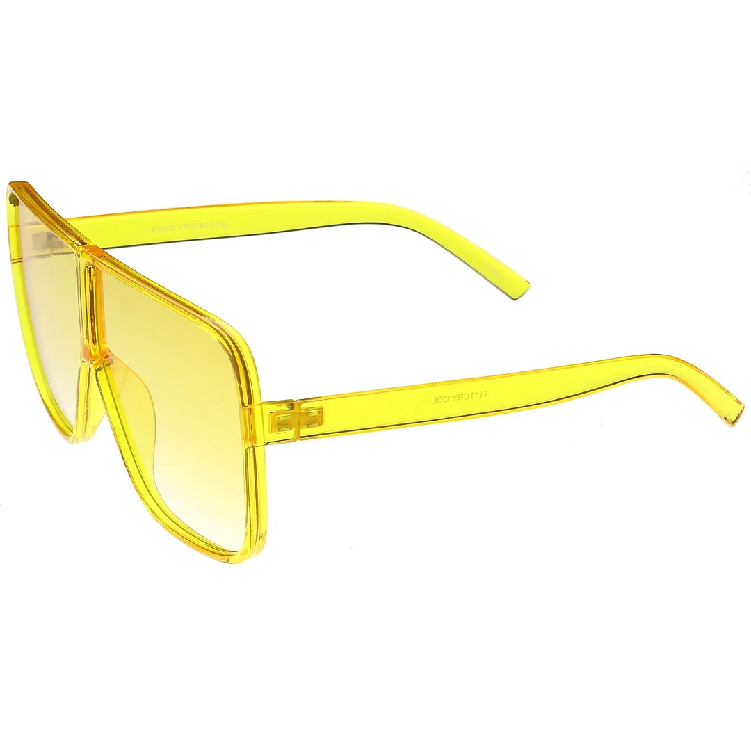 Oversize Translucent Square glasses Flat Top Color Tinted Lens 69mm