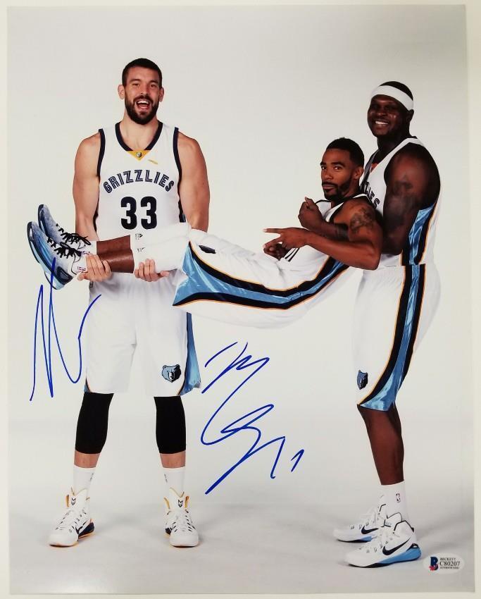 MIKE CONLEY + MARC GASOL Signed 11x14 Photo Poster painting Memphis Grizzlies ~Beckett BAS COA