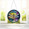 5D Diamond Painting Double Sided Effect  Stained Glass Panel Decorative Home Garden Decoration Hanging Kit(Dragonfly)