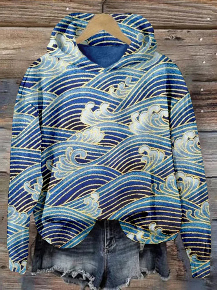 The Great Wave off Kanagaw Japanese Art Inspired Comfy Hoodie