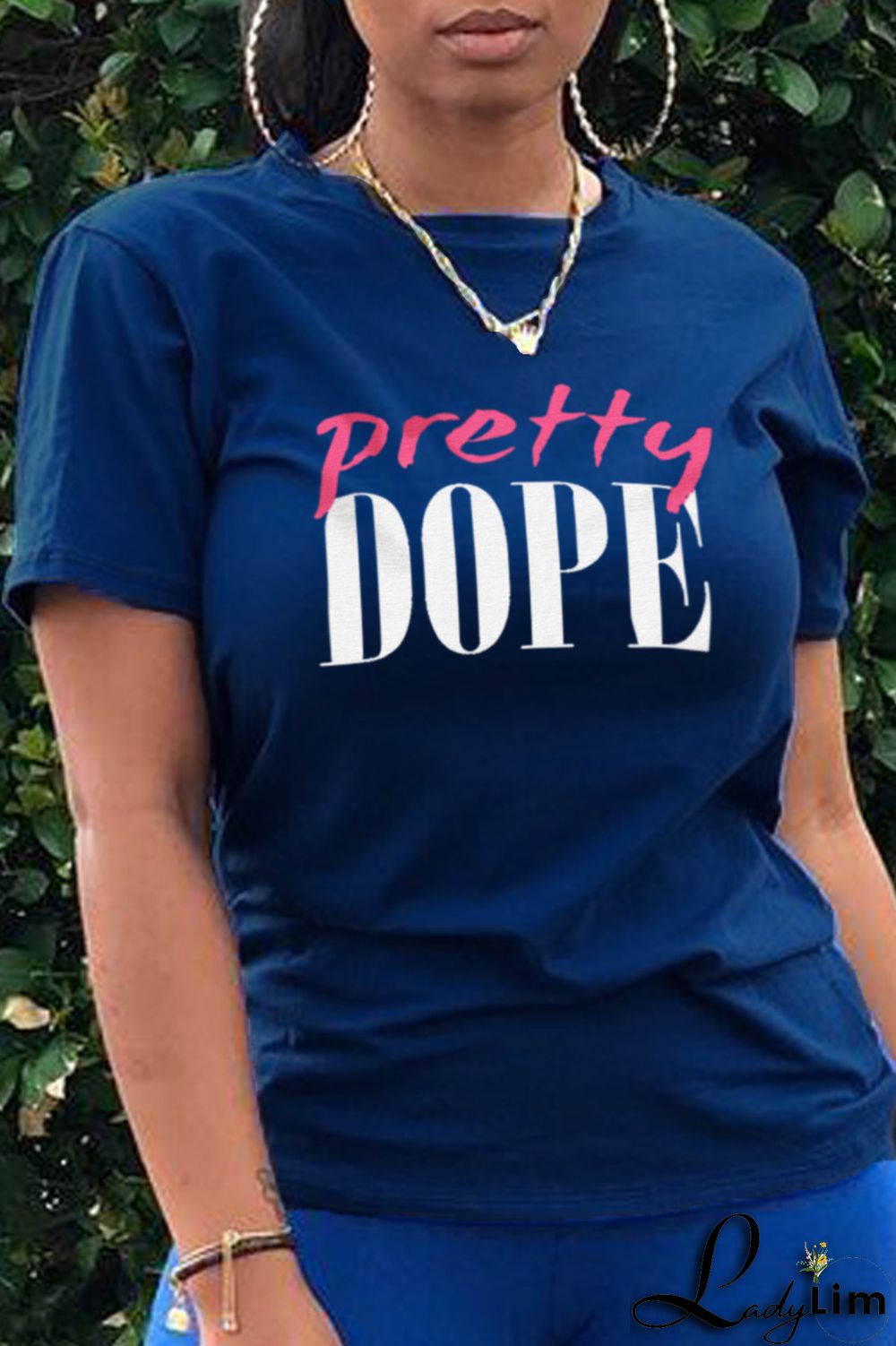 Black Casual Daily Print Split Joint Letter O Neck T-Shirts