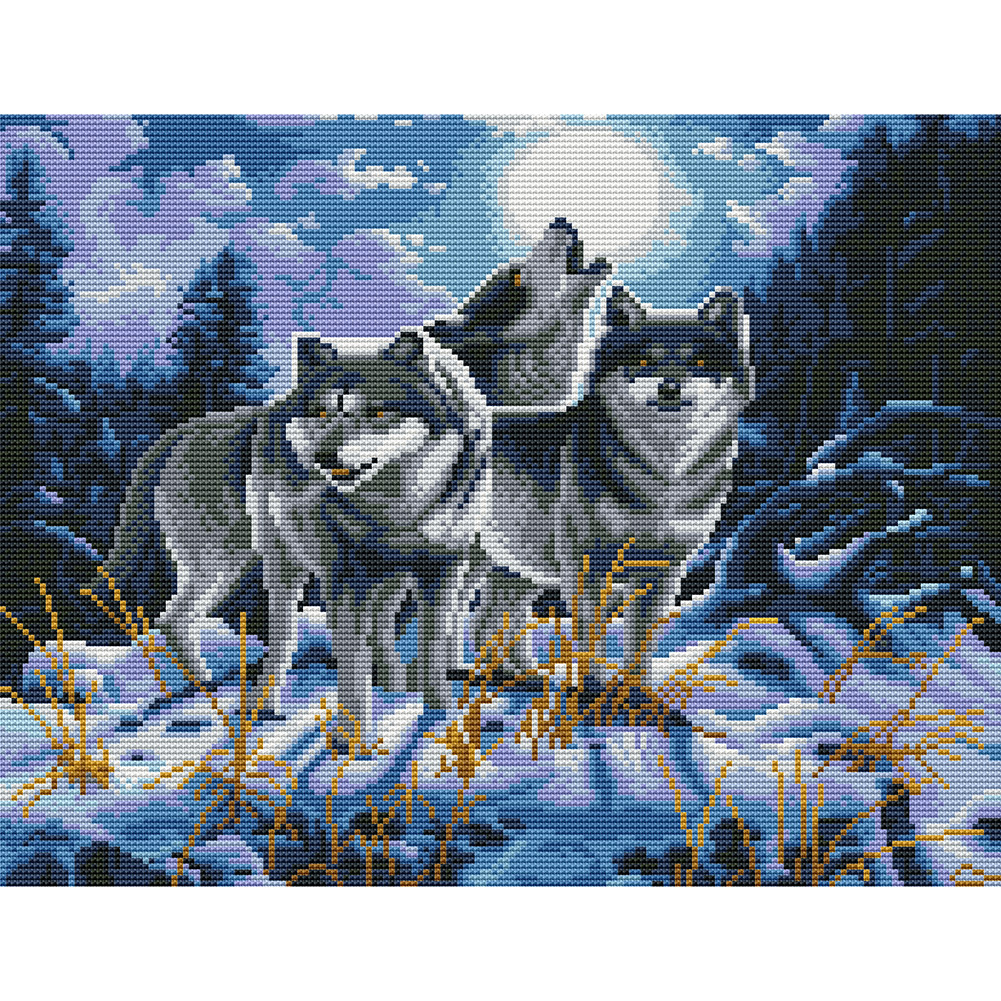 

Wolf - 11CT Stamped Cross Stitch - 45*35CM, 501 Original