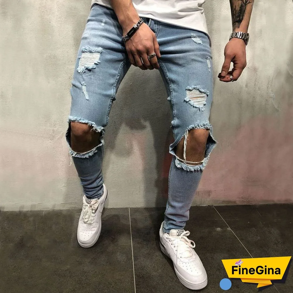 Men's Casual Fashion Ripped Slim Fit Jeans