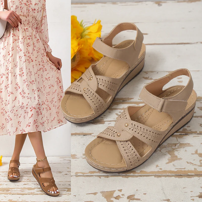 Yyvonne Summer New Large-Size Casual Sandals Roman Wind Women's Shoes Women's Slope Sandals