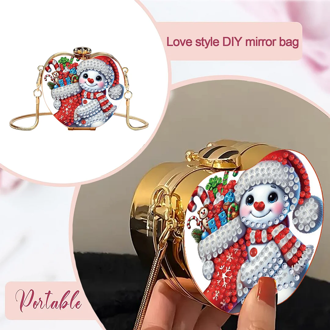 Snowman DIY Acrylic Love Art Diamond Painting Coin Purse with Chain for Women