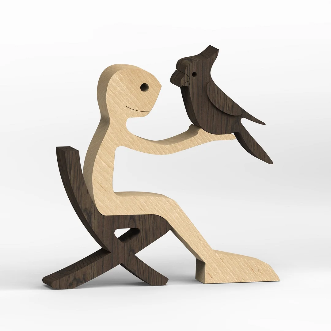 Puppy Family Wood Dog Carving Ornament Christmas Decoration Home Decor Figurine Desktop Table Sculptures For Dog Pet Lover Gifts