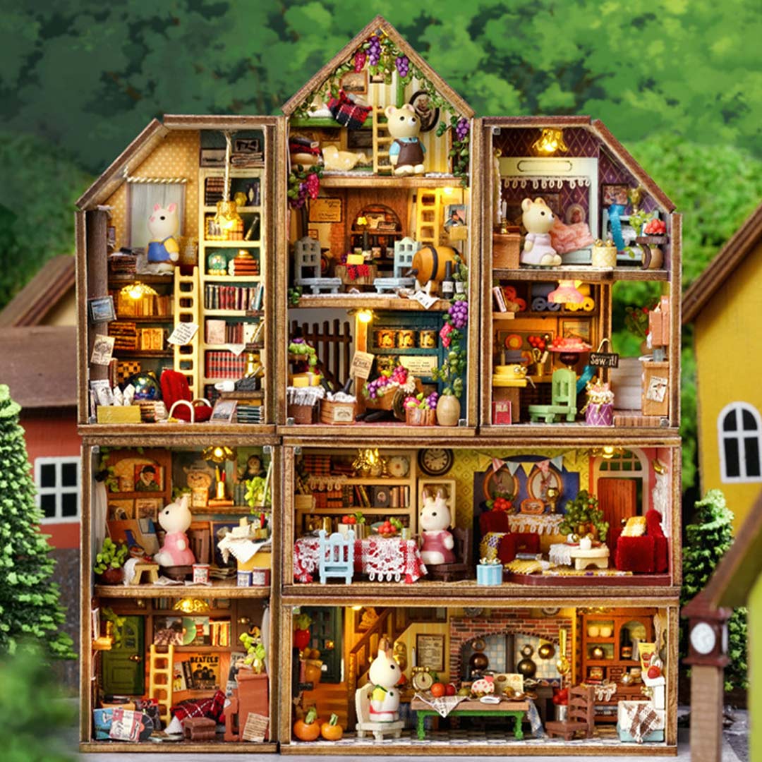 Mini Rabbit Town Wooden Doll House Kit with Furniture