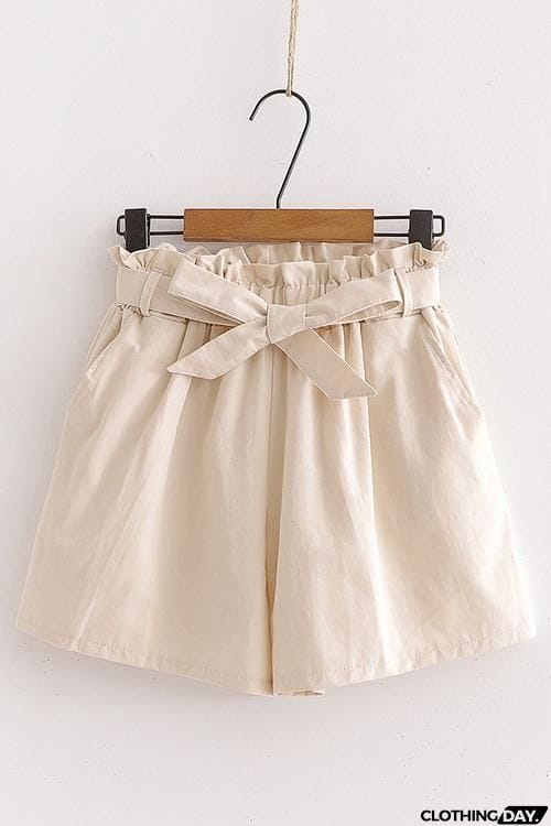 Bow Tie Elastic Waist Shorts