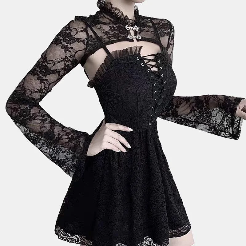 Black Lace Strap Dress