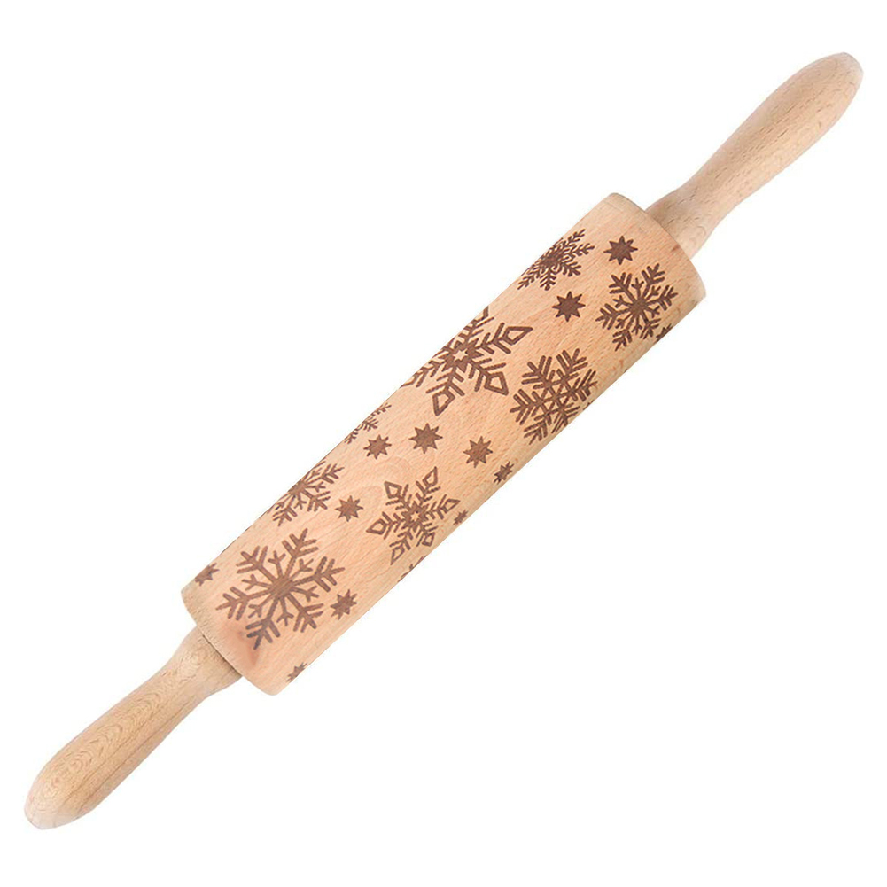 

Christmas Wooden Rolling Pin Embossing Engraved Dough Roller for DIY Baking, Flower vine (deep), 501 Original