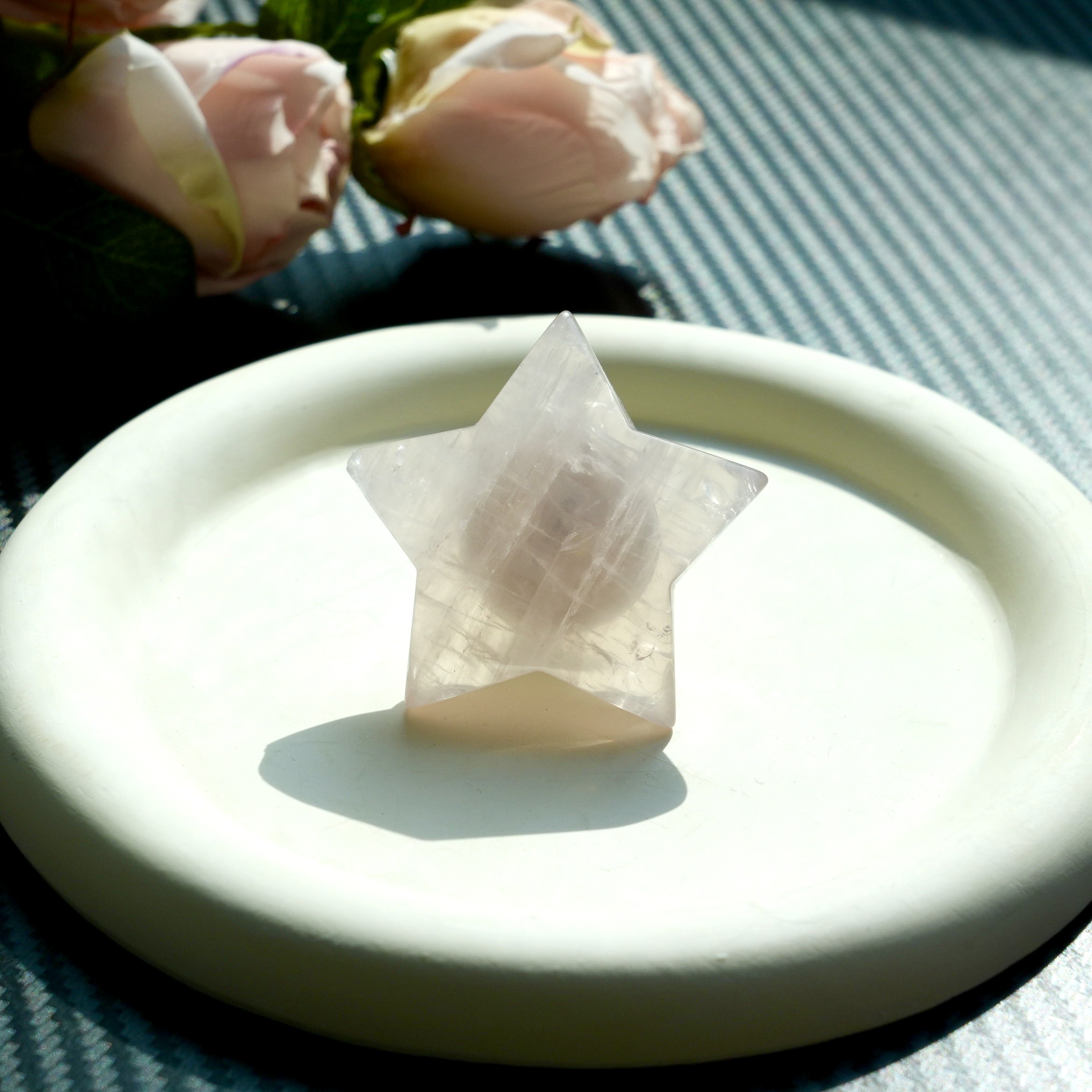 USB Rose Quartz Star and Moon Night Light