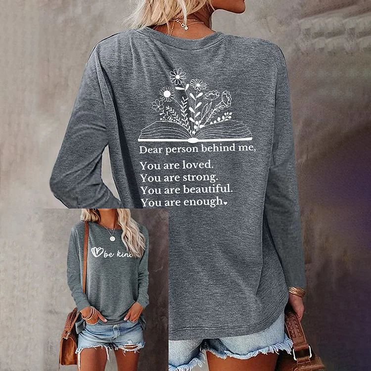 Women'S Dear Person Behind Me You Are Loved You Are Strong Print T-Shirt