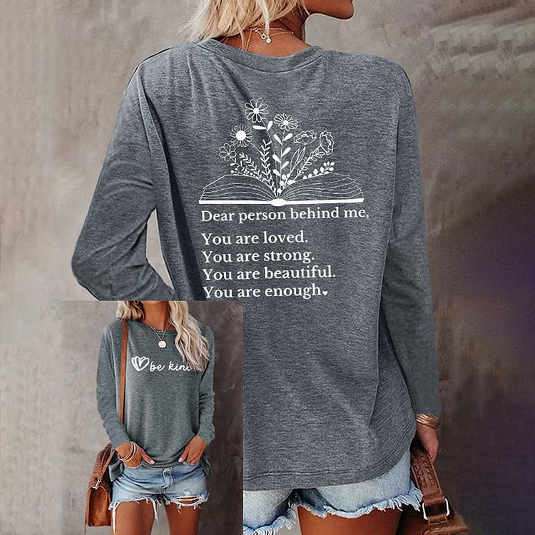 Comstylish Women'S Dear Person Behind Me You Are Loved You Are Strong Print T-Shirt