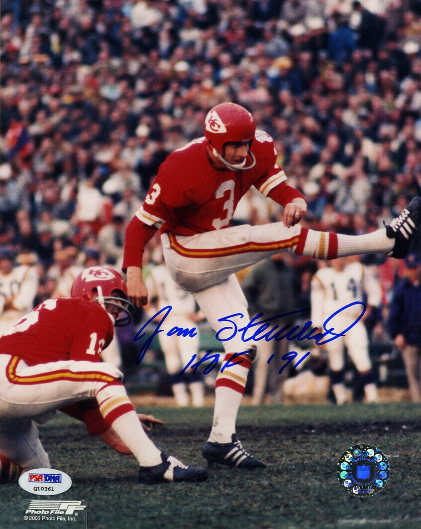 Jan Stenerud SIGNED 8x10 Photo Poster painting + HOF 91 Kansas City Chiefs PSA/DNA AUTOGRAPHED