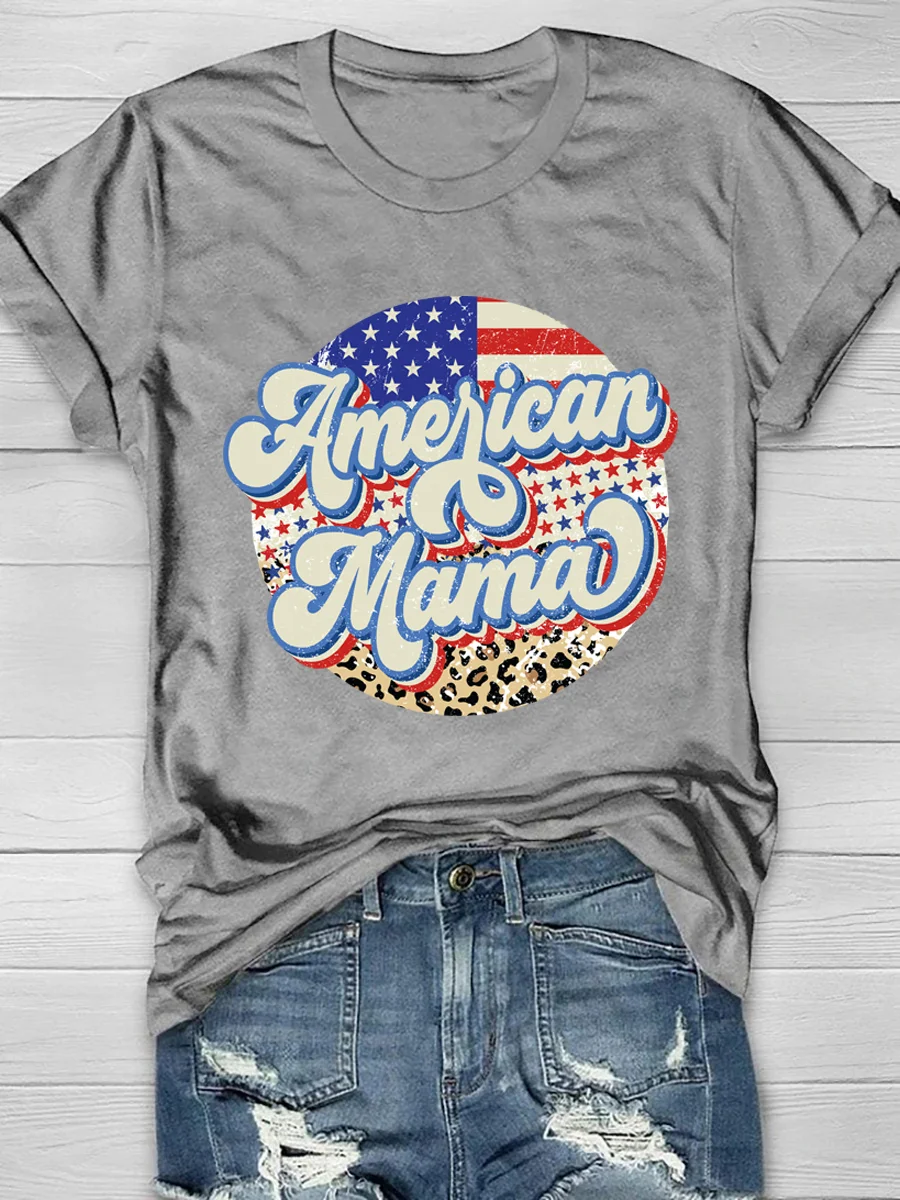 American Mama Print Short Sleeve T-Shirt
