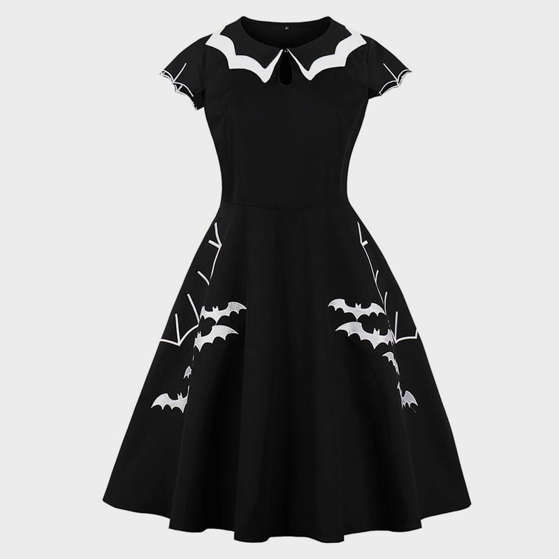 Show Your Affection Halloween Bat Sleeve Flower Dress