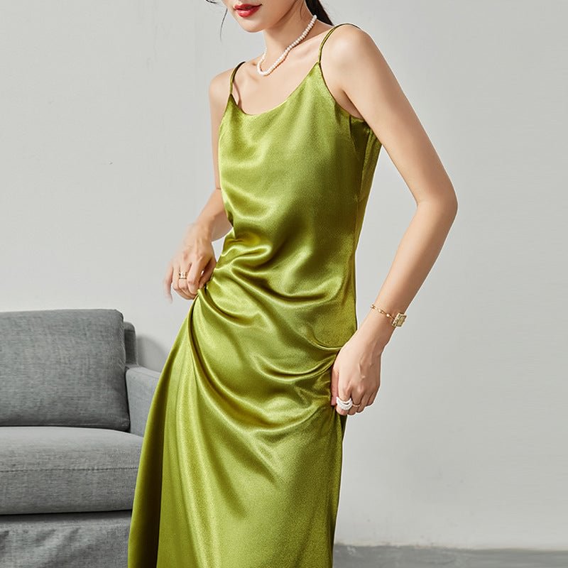 Acetate Dress Satin Base Slim-fit Mid-length Light Luxury Summer Silk Suspender Slimming Trendy