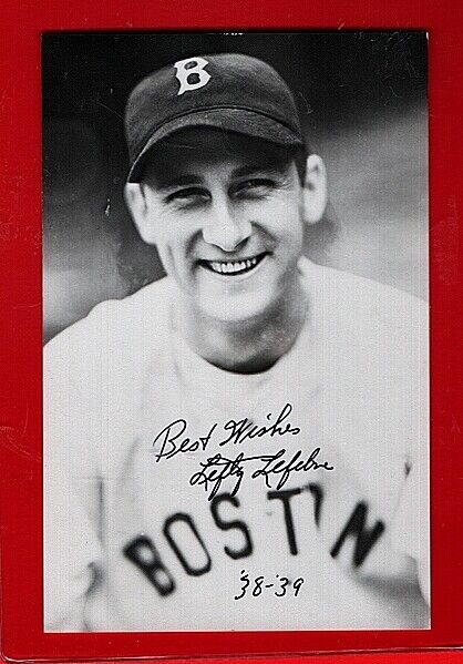 1938 LEFTY LEFEBRE-BOSTON RED SOX AUTOGRAPHED POSTCARD Photo Poster painting-(d.2007)