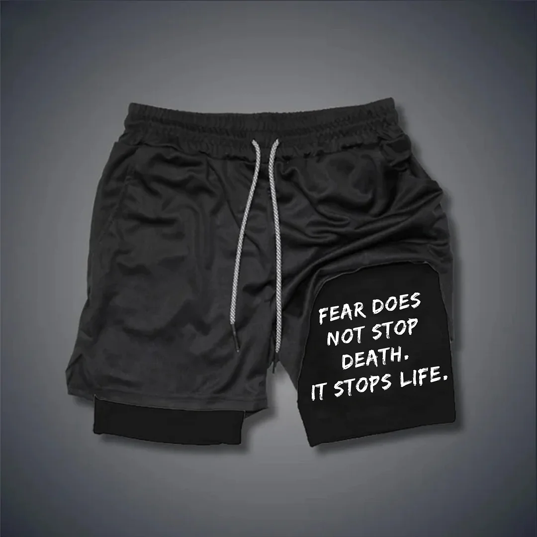 Fear Does Not Stop Death Print Men's Shorts -  