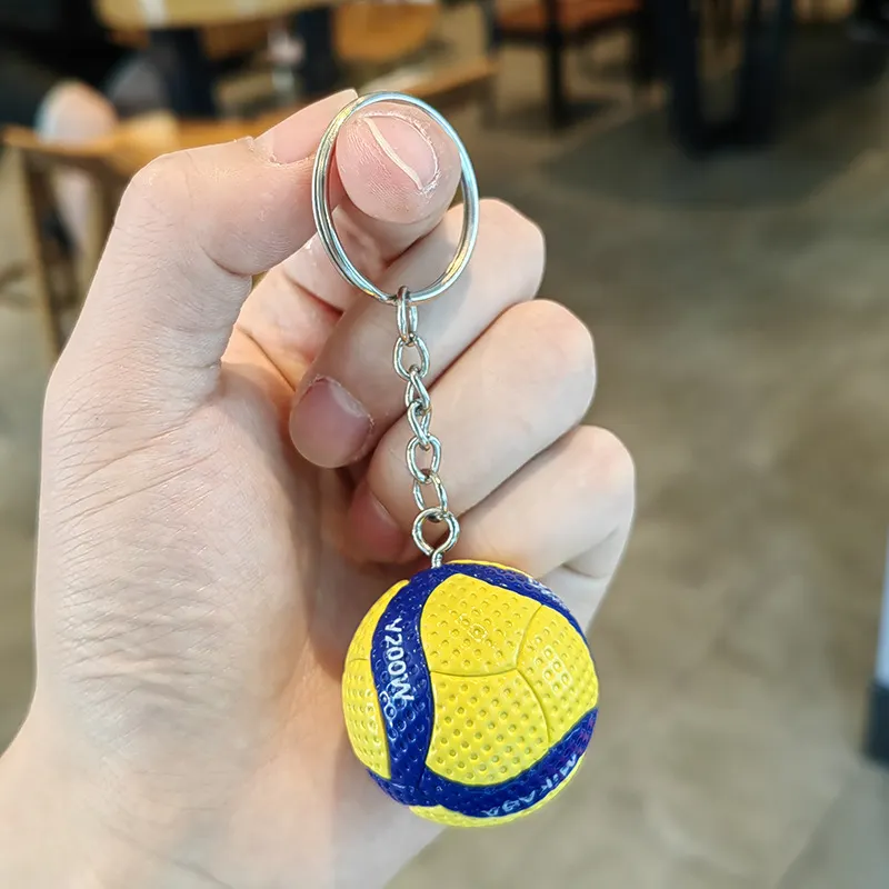 New Cartoon Rubber Volleyball Light Keychain Digital Printing Fashion Trend Sporty Creative Schoolbag Pendant Women Men's Mini