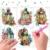 6pcs Diamonds Painting Warm Lamp Christmas Atmosphere Window Stickers For Home Decor