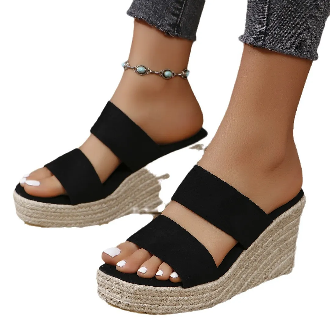 Breakj Breakj New Summer Slope And Thick-Soled Sandals Plus-Size Shoes With Casual Fish Mouth Thick Soles