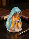 LED Mary Prayer Statue Night Light Warm Light Religious Mother Decor Lights Multi-Purpose Soft Glow Resin Statue Table Lamp for Spiritual Peace Comfort