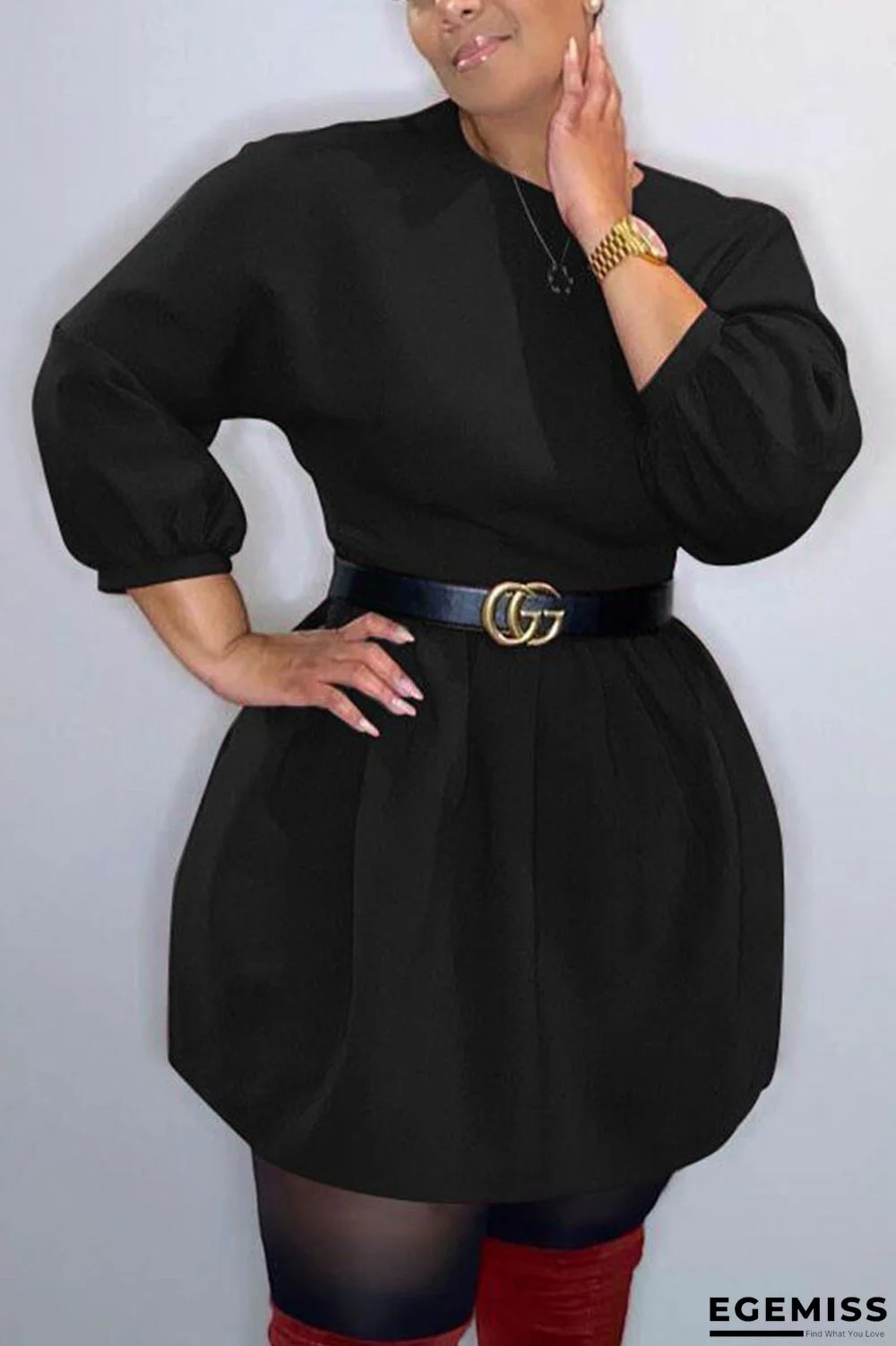 Black Sexy Solid O Neck Dresses | EGEMISS