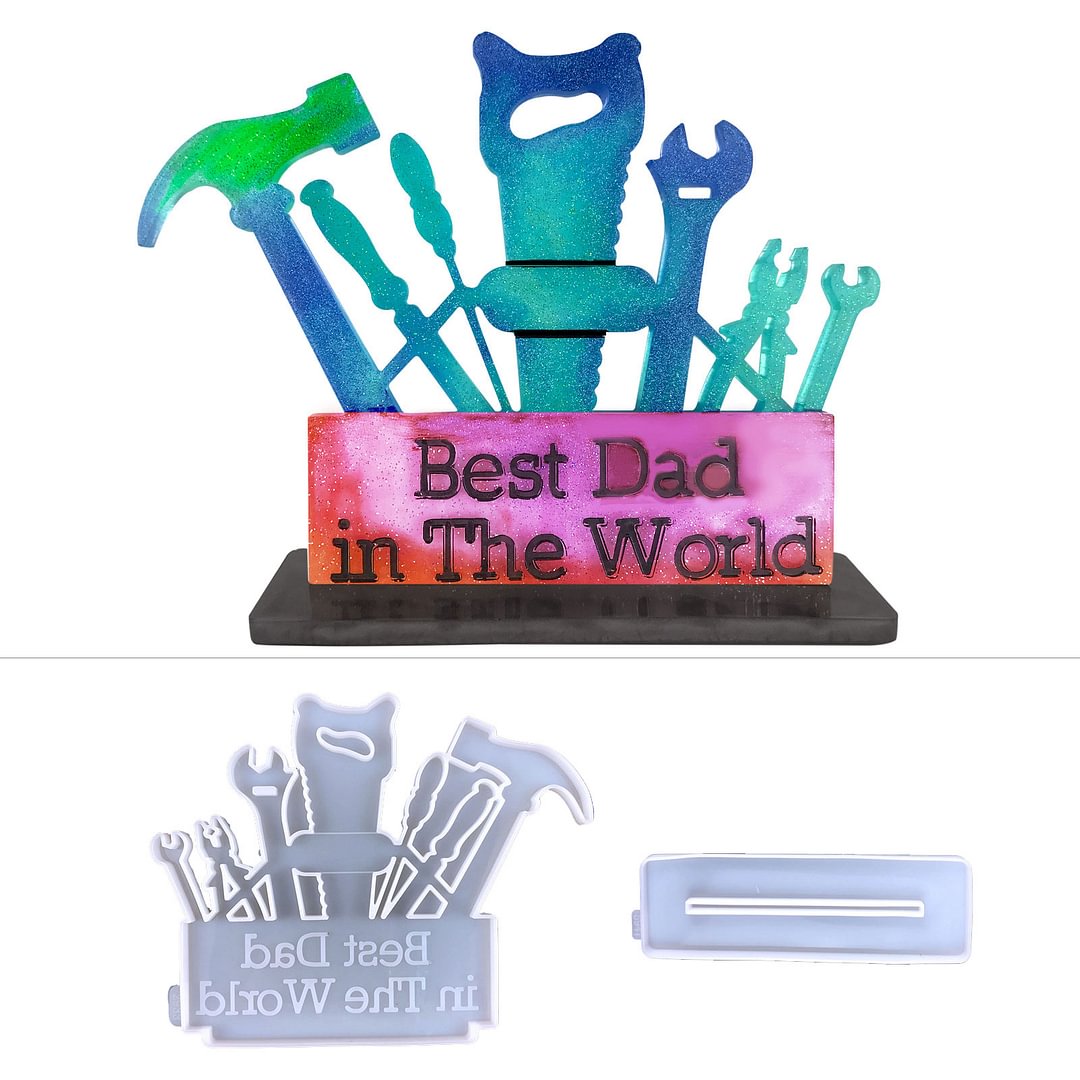 “Best Dad in The World” Ornament Silicone Resin Molds Set