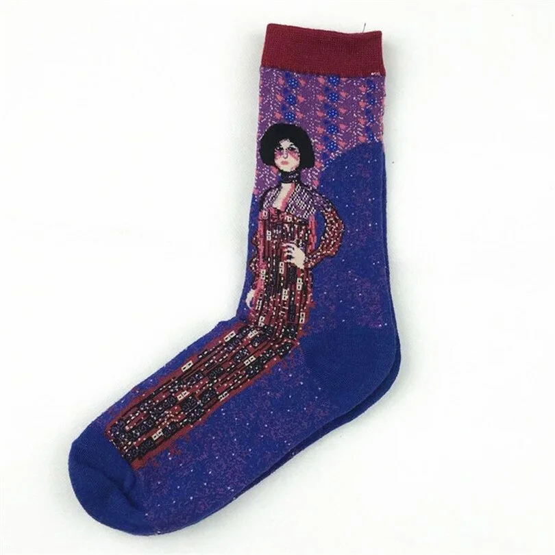 CUHAKCI Cotton Socks Funny Oil Painting Fashion Happy Socks Night Winter Male Female Colorful Print Van Gogh Art Sock one pair