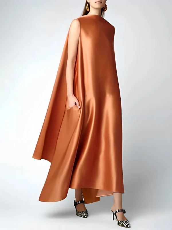 Loose Sleeveless Solid Color Round-Neck Maxi Dresses