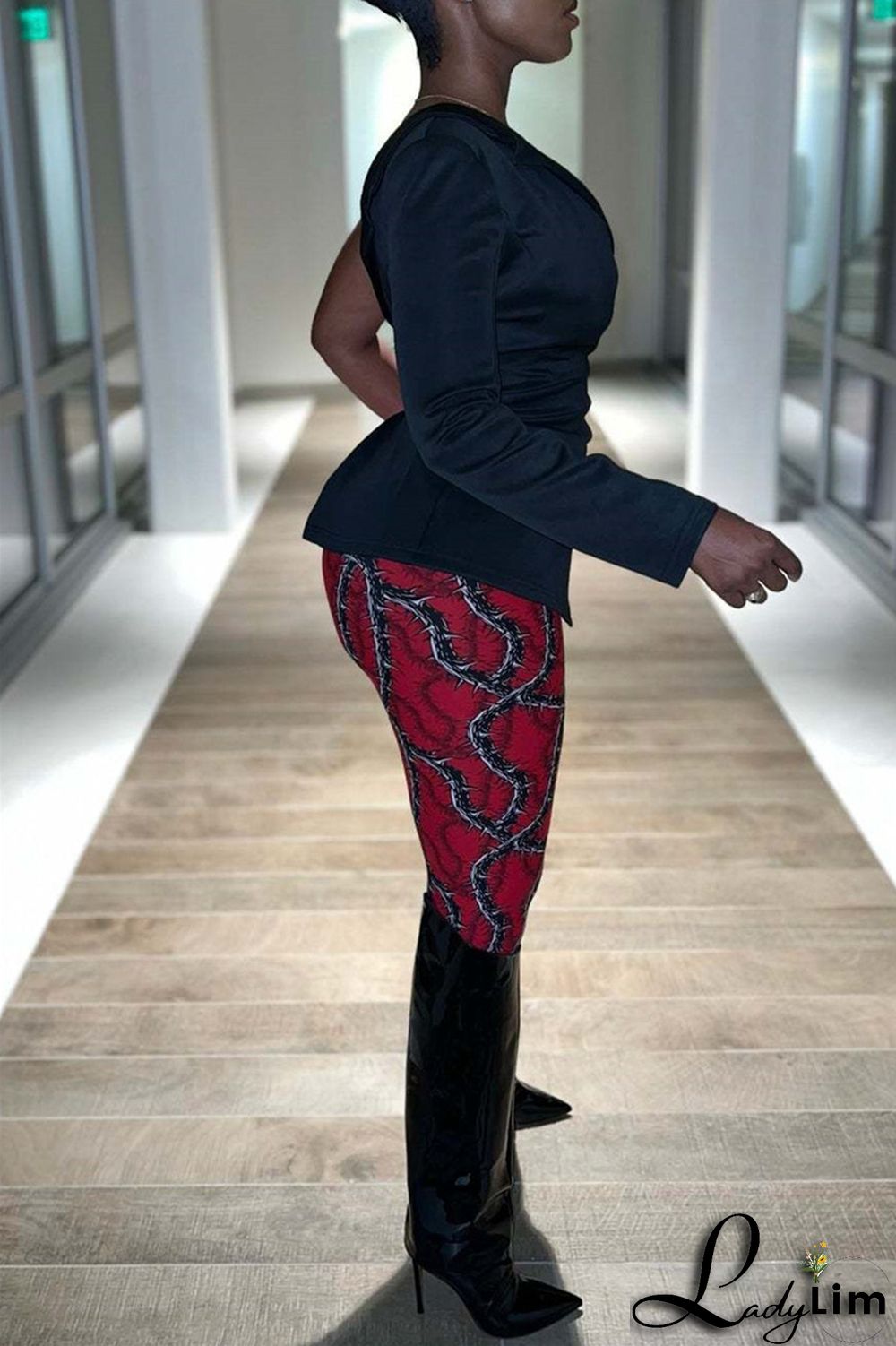Yellow Fashion Casual Print Basic Skinny High Waist Pencil Trousers