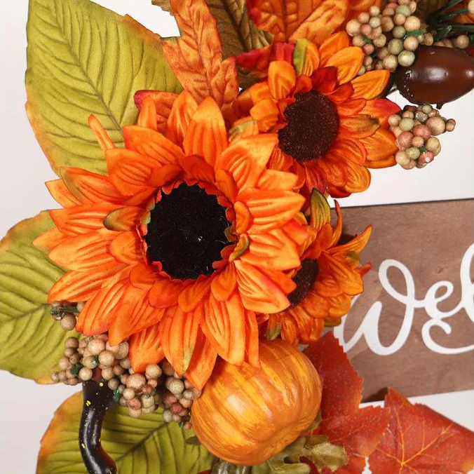 Elegant Pumpkin Sunflower Grapevine Wreath Fall Wreaths 2021