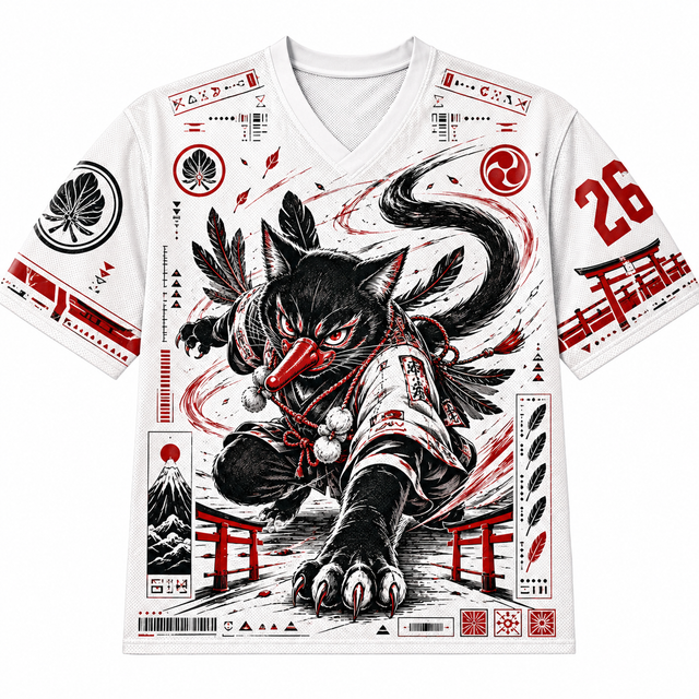 Red Tengu Cat Mesh Jersey
