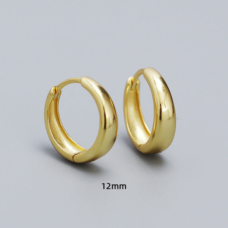 925 Sterling Silver Round Geometric Silver Polishing Stud Earrings