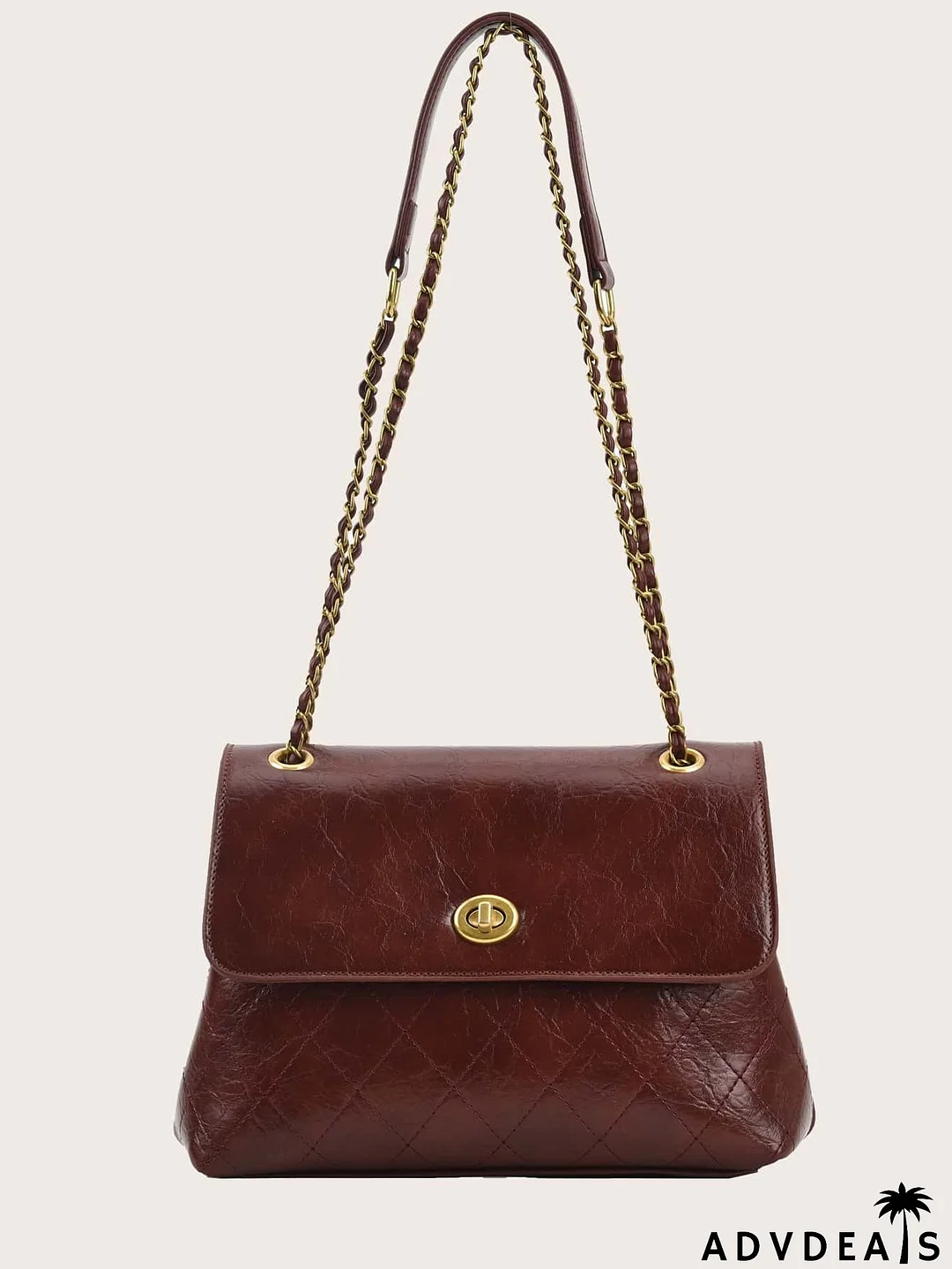 Quilted Turn-lock Chain Tote Bag