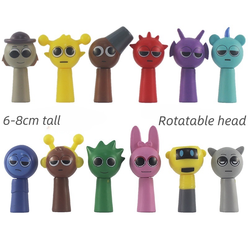 Sprunki Toys | Sprunki Handmade figurines | Sprunki Model Ornaments |  Head can be rotated 12pcs 