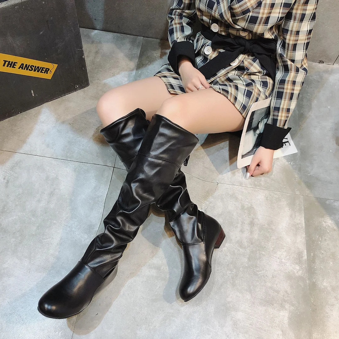 Yyvonne Size 43 Women After Tied High Boots Women Wish Autumn And Winter Folds Low And Long Boots