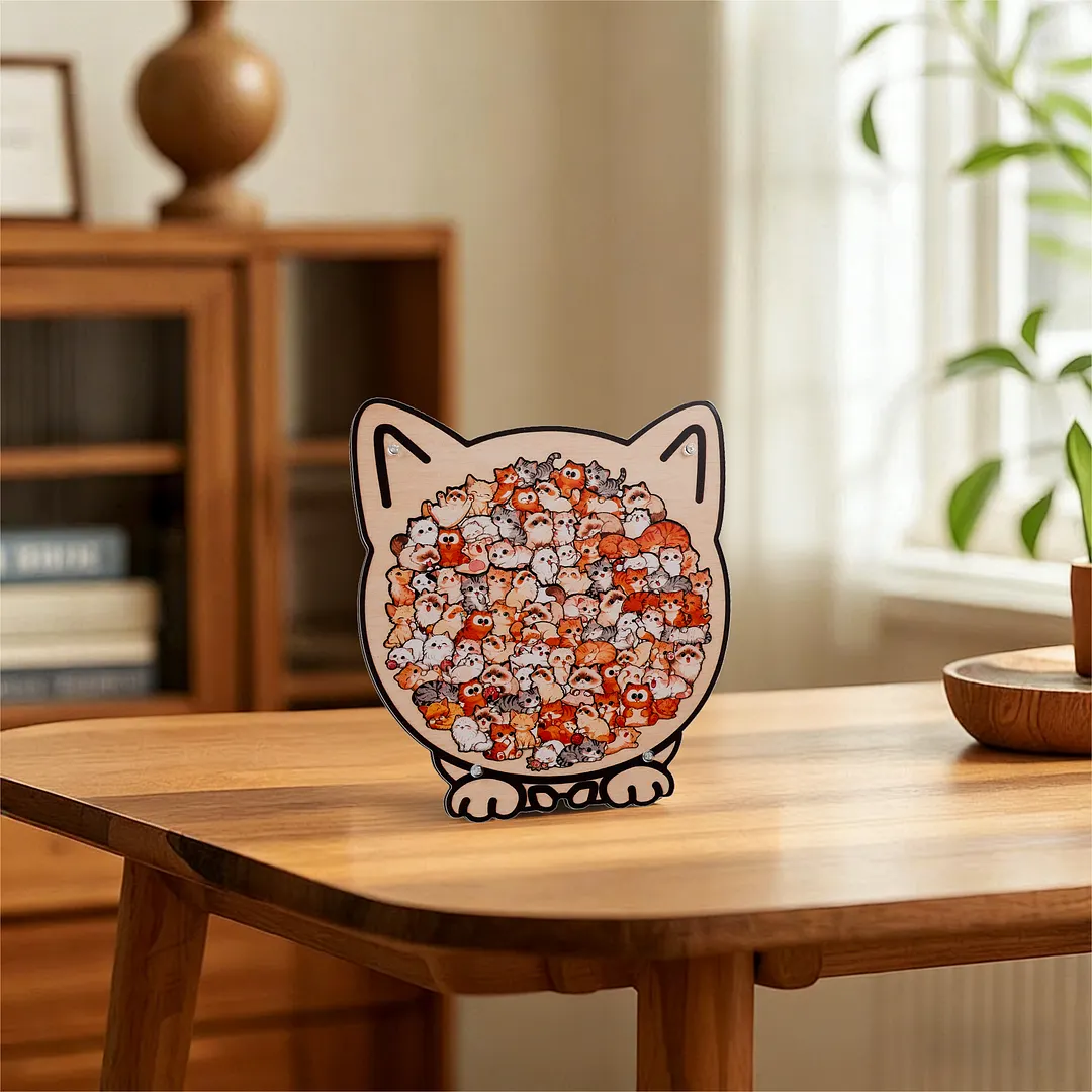 Cozy Cat Crowd Gathering Display Puzzle