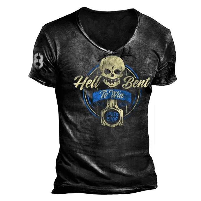 Fashion Mens Retro Skull Printed Tactics T-Shirt / [viawink] /