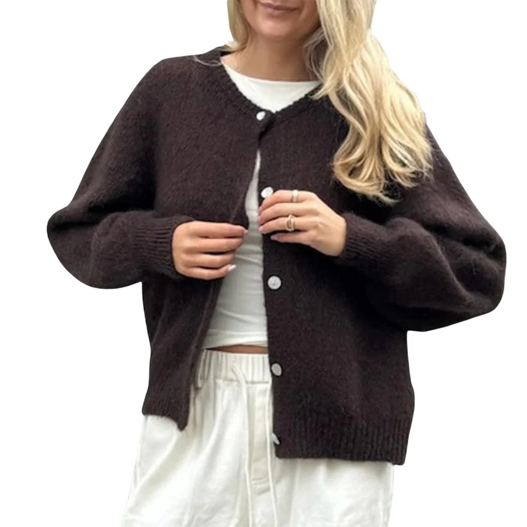 Toloer Solid Buttoned Cardigan-Outfit Ideas