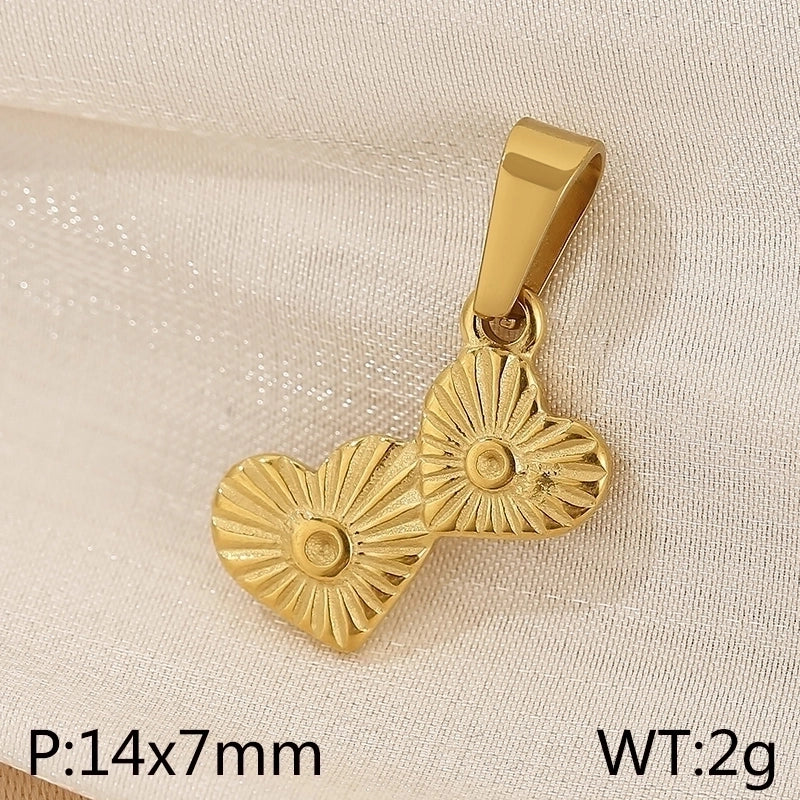 Basic Heart Shape Stainless Steel 18K Gold Plated Enamel Charms