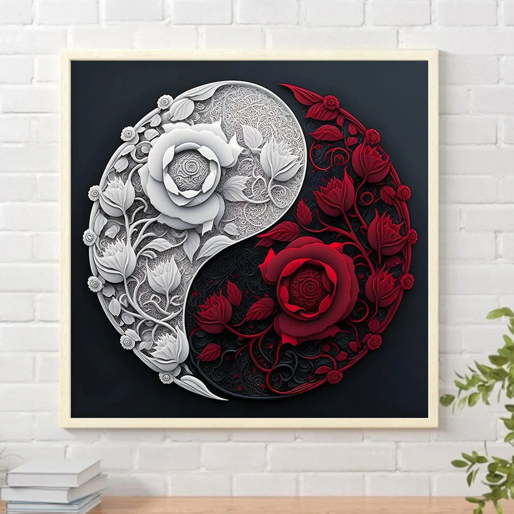 Diamond Painting - Full Round Drill - Yin Yang Flower(30*30cm)