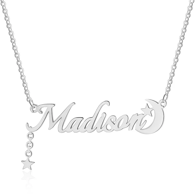 Personalized Star and Moon Name Necklace Gifts for Her