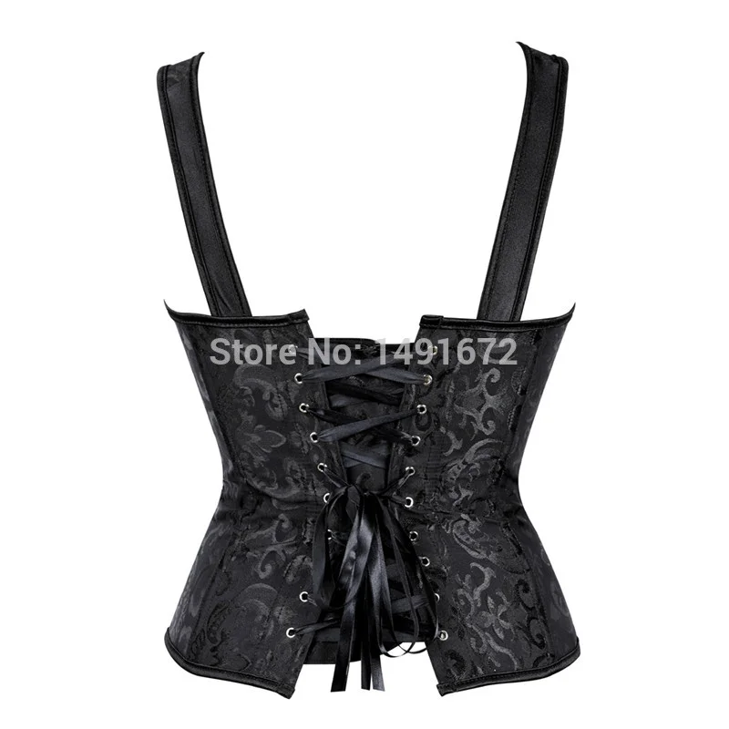 Billionm Sapubonva corset sexy bustier lingerie plus size gothic brocade overbust corset vest top corselet for women zipper black white